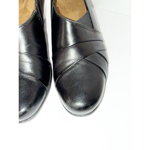 Clarks Rosalyn Adele Black Leather Shootie Block Heel Bootie Pump Office Sz 8 - Picture 8 of 14